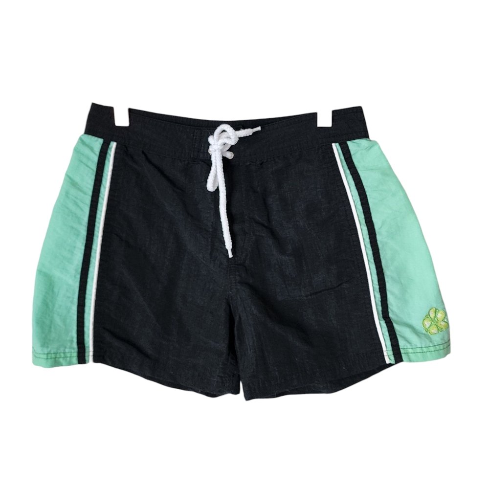 NO BOUNDARIES x VINTAGE 90s Nylon board shorts Black Green Swim Shorts 7